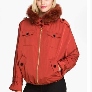 Bomber Jacket with Genuine Coyote Fur Trim